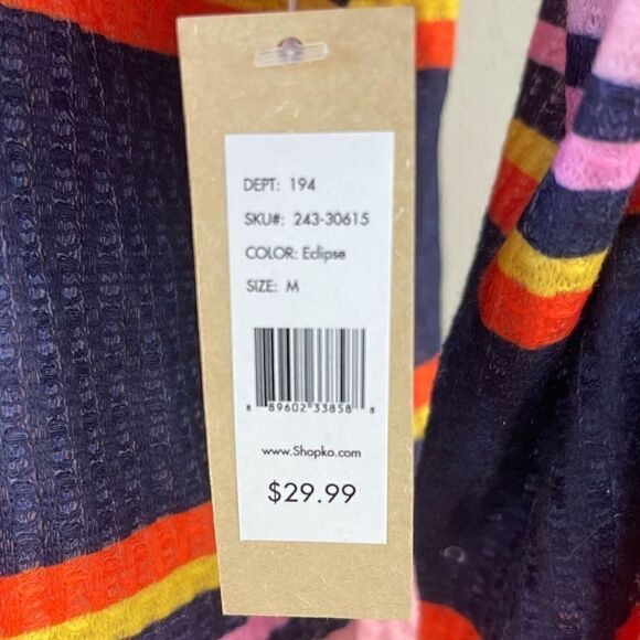 NWT Urbanology Stripped Long Sleeve with Front Tie - Picture 5 of 9